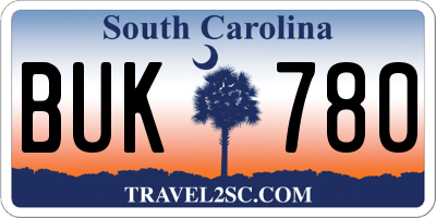 SC license plate BUK780
