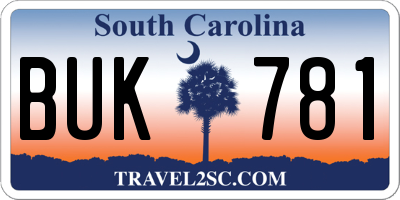 SC license plate BUK781