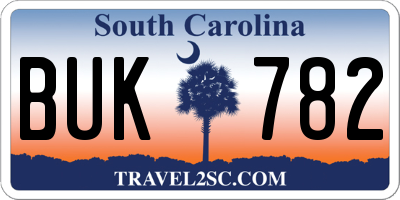 SC license plate BUK782