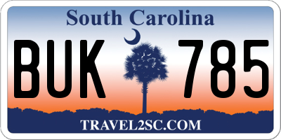 SC license plate BUK785