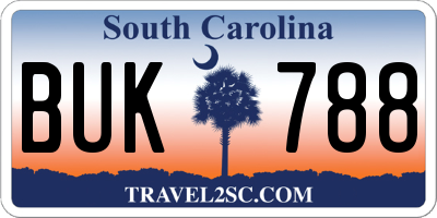 SC license plate BUK788