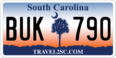 SC license plate BUK790