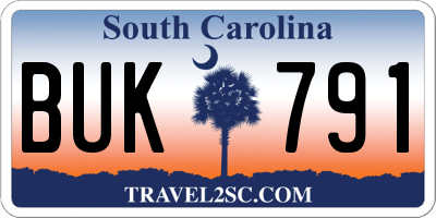 SC license plate BUK791