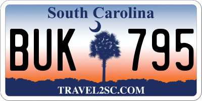 SC license plate BUK795
