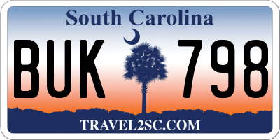 SC license plate BUK798