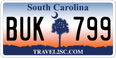 SC license plate BUK799