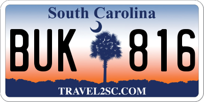 SC license plate BUK816
