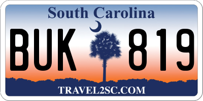 SC license plate BUK819