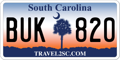 SC license plate BUK820