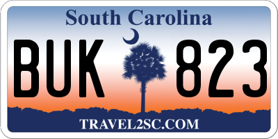 SC license plate BUK823