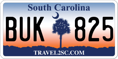 SC license plate BUK825
