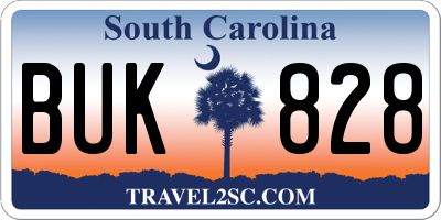 SC license plate BUK828