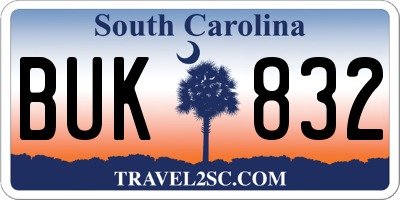 SC license plate BUK832