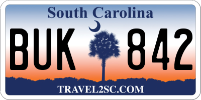 SC license plate BUK842
