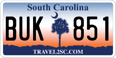 SC license plate BUK851