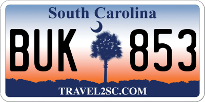SC license plate BUK853