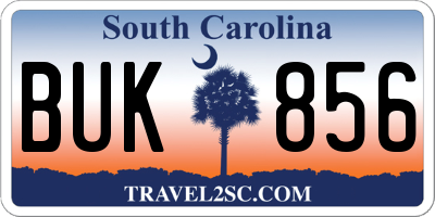 SC license plate BUK856