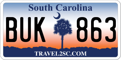 SC license plate BUK863