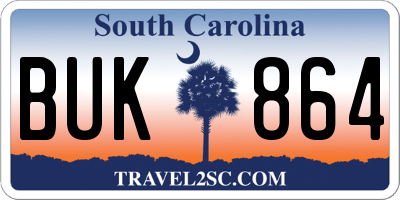 SC license plate BUK864