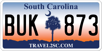 SC license plate BUK873