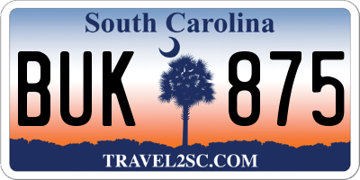 SC license plate BUK875