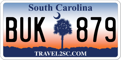 SC license plate BUK879