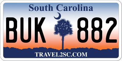 SC license plate BUK882