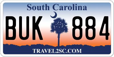 SC license plate BUK884