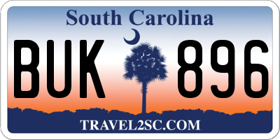 SC license plate BUK896