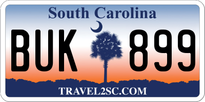 SC license plate BUK899