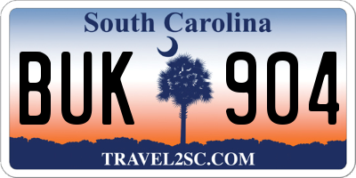 SC license plate BUK904