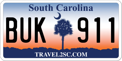 SC license plate BUK911