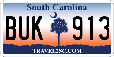 SC license plate BUK913