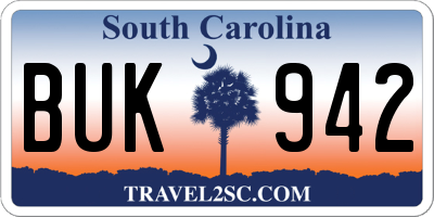 SC license plate BUK942