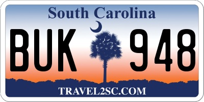 SC license plate BUK948