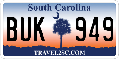SC license plate BUK949
