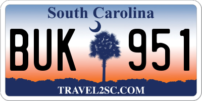 SC license plate BUK951