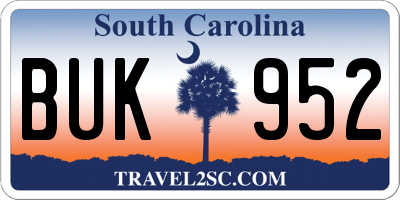 SC license plate BUK952
