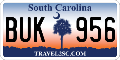 SC license plate BUK956