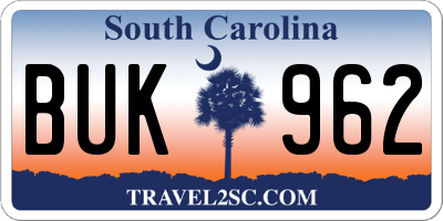 SC license plate BUK962