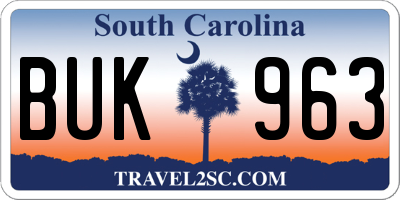 SC license plate BUK963