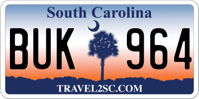 SC license plate BUK964