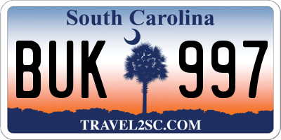 SC license plate BUK997