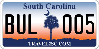 SC license plate BUL005