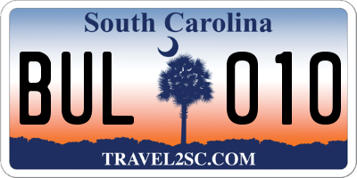 SC license plate BUL010