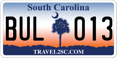 SC license plate BUL013