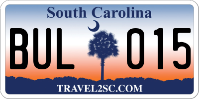 SC license plate BUL015