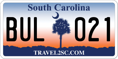 SC license plate BUL021