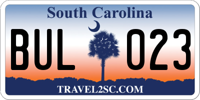 SC license plate BUL023