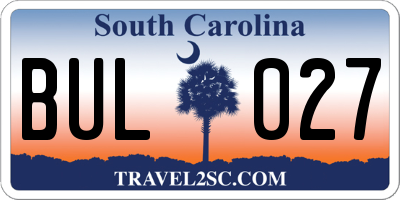 SC license plate BUL027